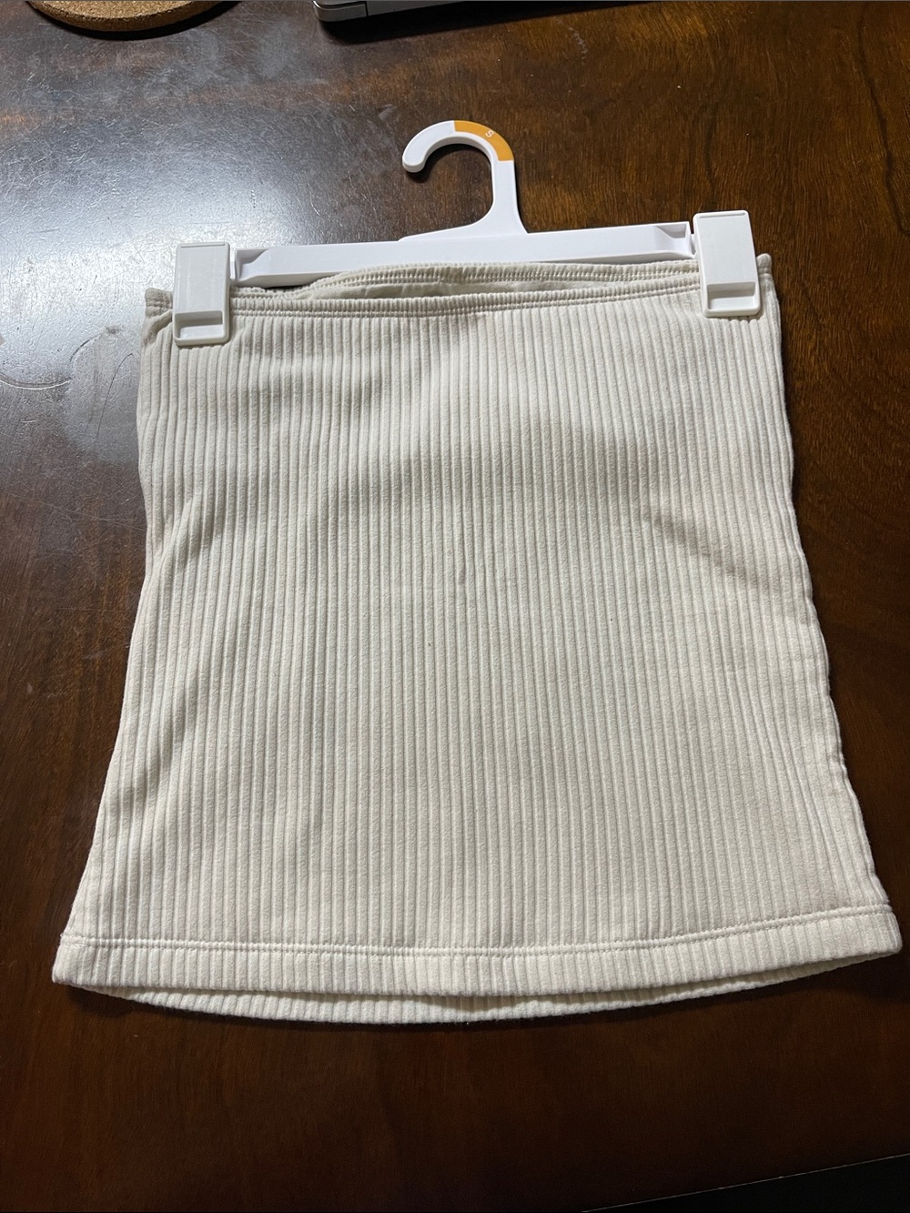 Ribbed Knit Cream Women's Tube Top - Picture 2 of 2